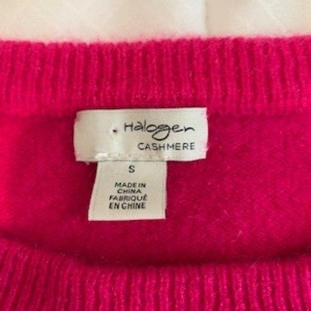 Halogen Cashmere Sweater Womens Small Magenta Pink Crew Neck Long Sleeve Knit - Picture 11 of 14